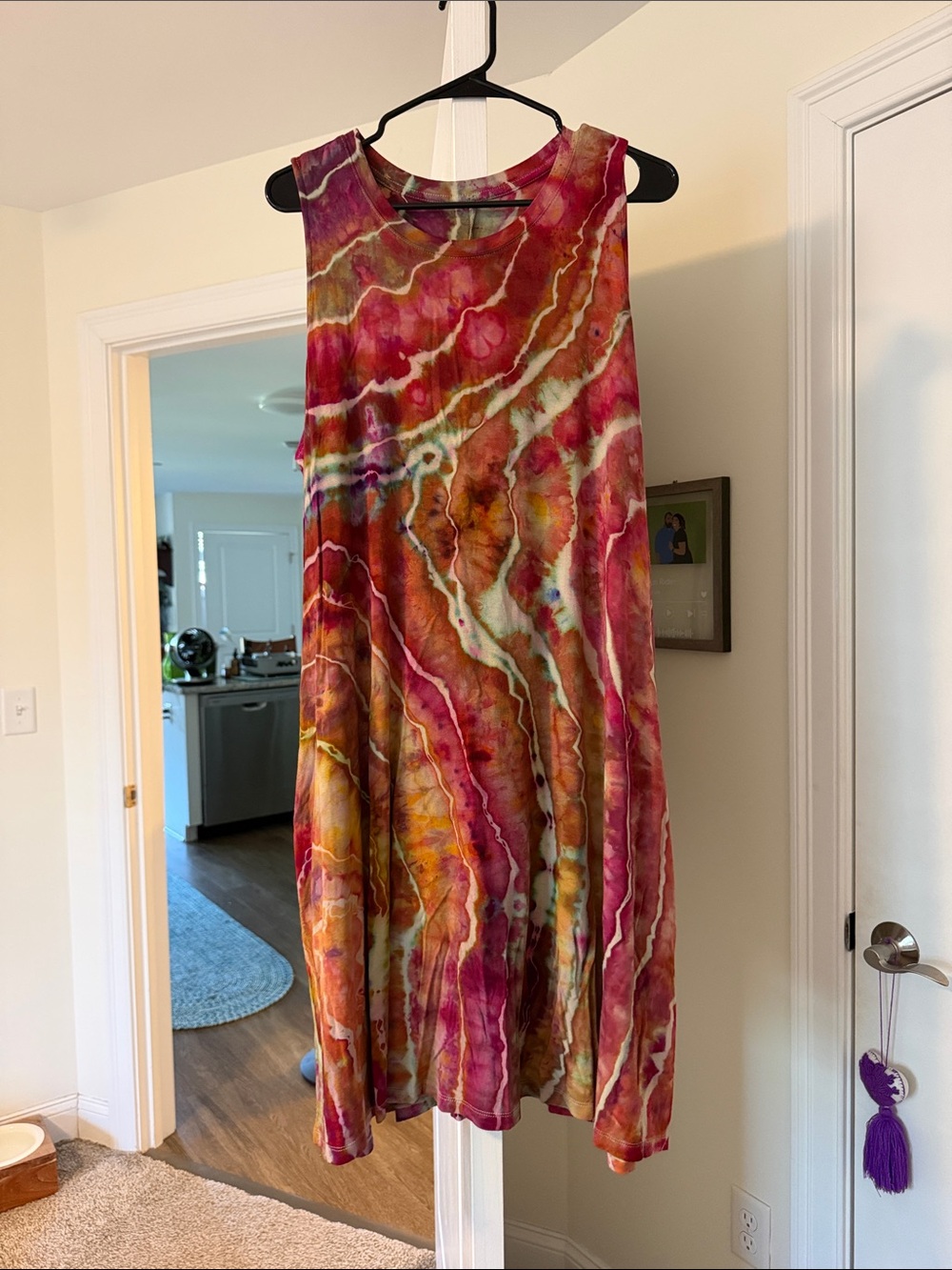 Sleeveless Ice Dyed Midi Dress in Pink and Orange